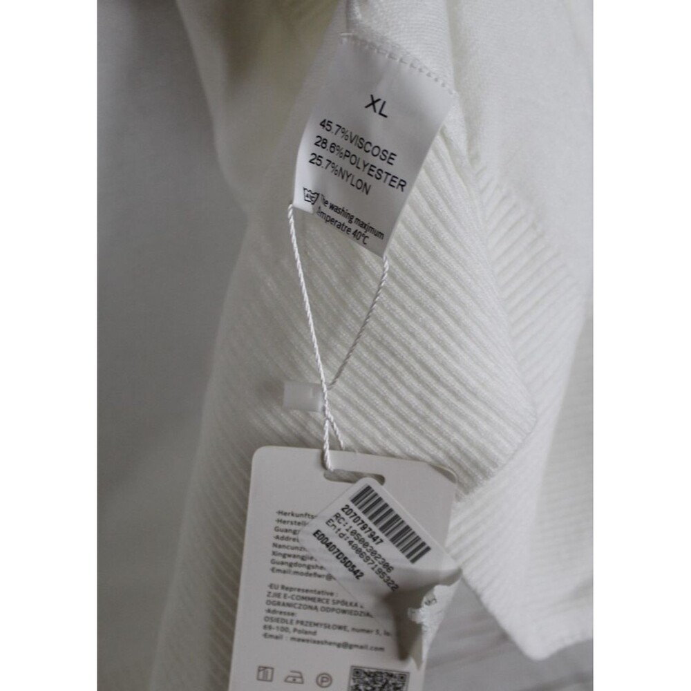 YesFashion Women's Open Front 3/4 Sleeve Knit Cardigan Size XL White - Picture 4 of 4